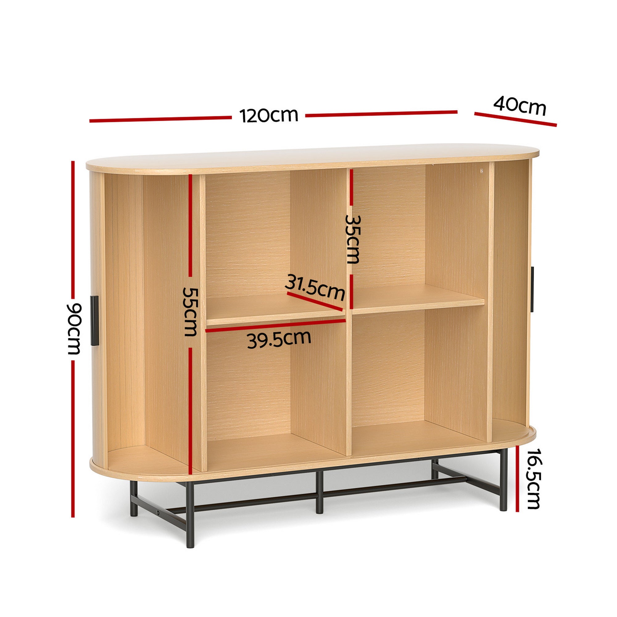 Artiss Buffet Sideboard Cupboard Cabinet Sliding Doors Pantry Storage Oak PIIA-Furniture > Living Room-PEROZ Accessories