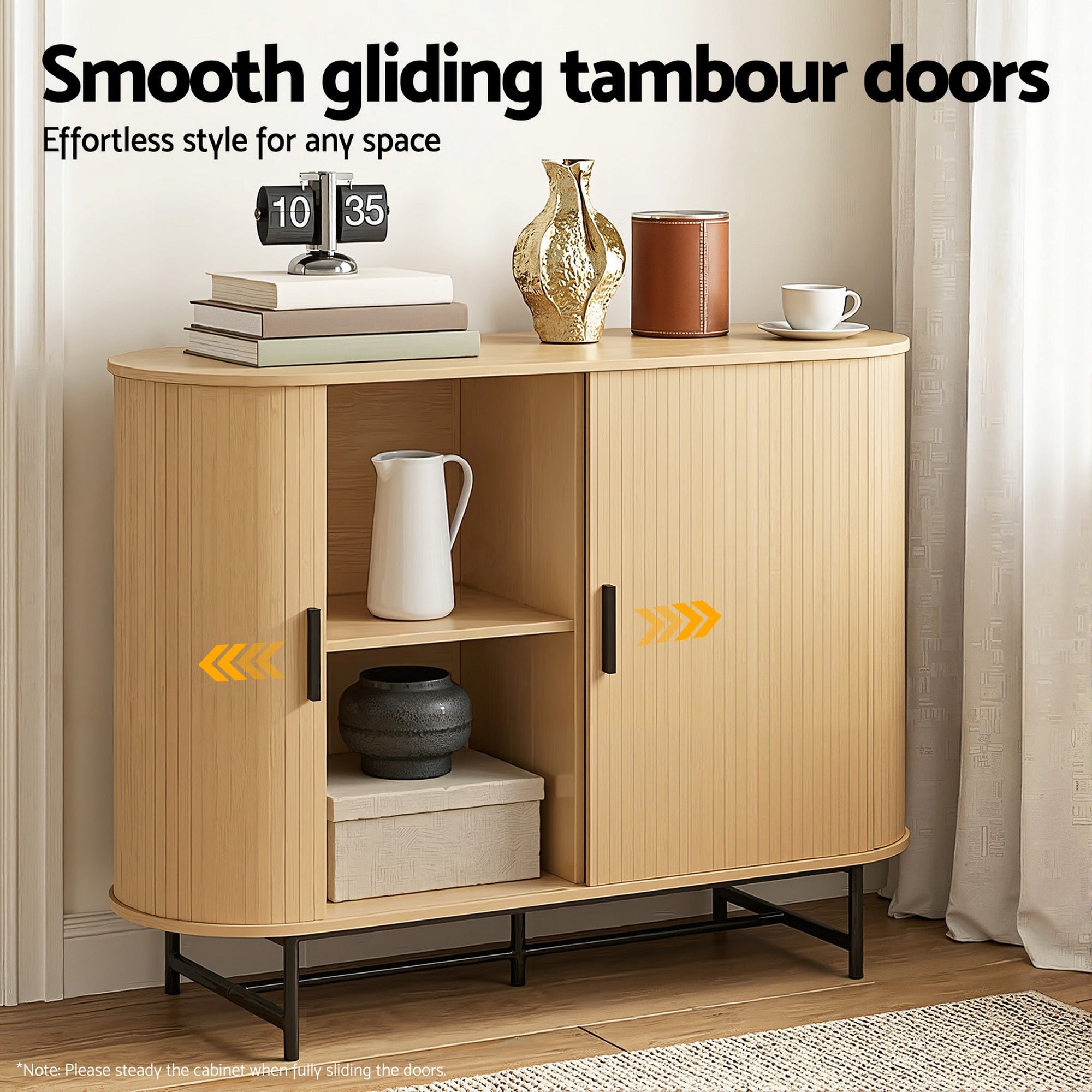 Artiss Buffet Sideboard Cupboard Cabinet Sliding Doors Pantry Storage Oak PIIA-Furniture > Living Room-PEROZ Accessories
