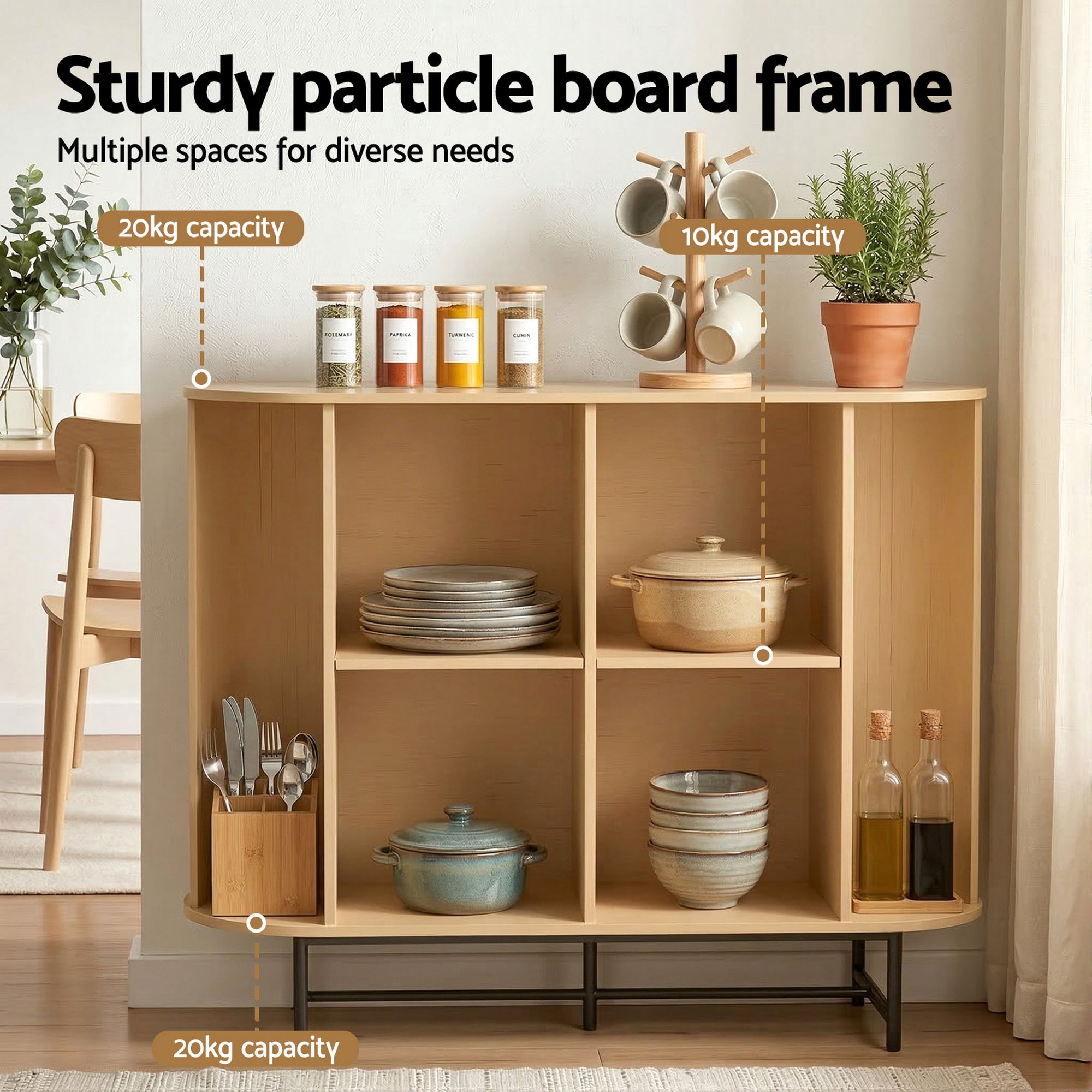 Artiss Buffet Sideboard Cupboard Cabinet Sliding Doors Pantry Storage Oak PIIA-Furniture > Living Room-PEROZ Accessories