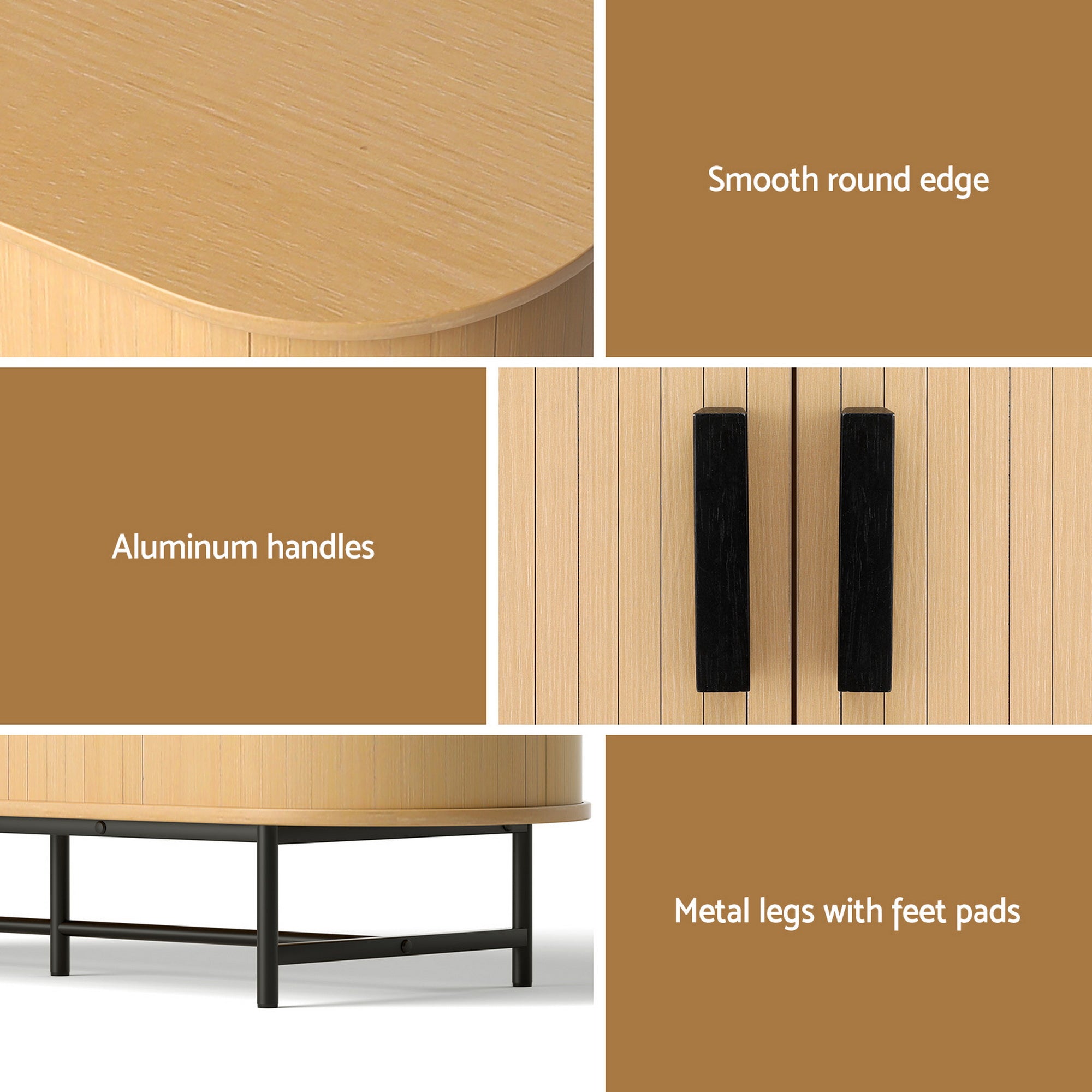 Artiss Buffet Sideboard Cupboard Cabinet Sliding Doors Pantry Storage Oak PIIA-Furniture > Living Room-PEROZ Accessories