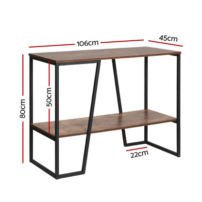 Artiss Console Table 106CM 2-tier Walnut Cora-Console Tables-PEROZ Accessories