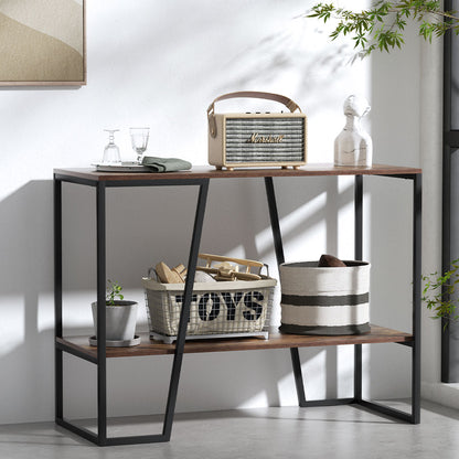 Artiss Console Table 106CM 2-tier Walnut Cora-Console Tables-PEROZ Accessories