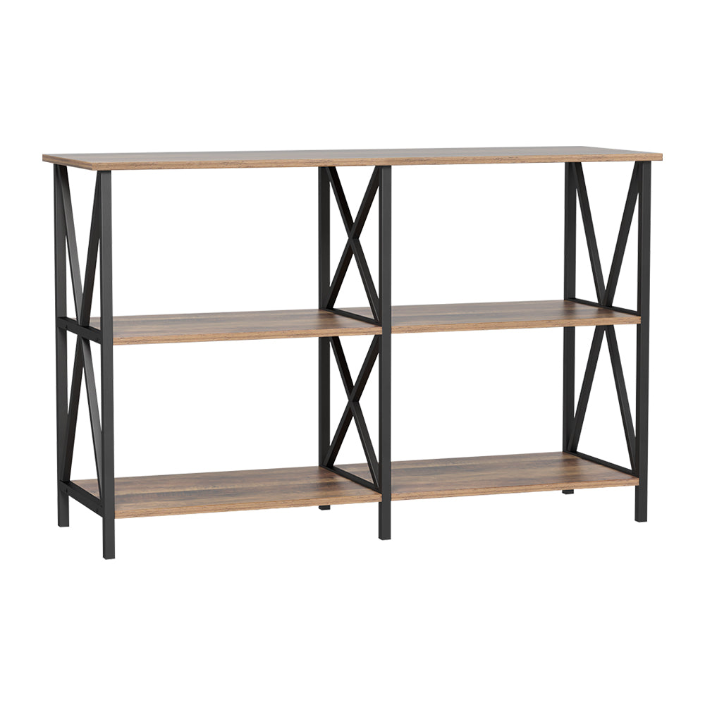 Artiss Console Table 120CM 3-tier Walnut Xiah-Console Tables-PEROZ Accessories
