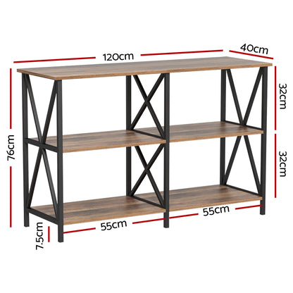 Artiss Console Table 120CM 3-tier Walnut Xiah-Console Tables-PEROZ Accessories