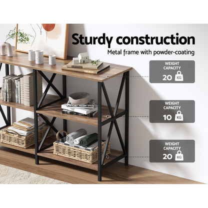 Artiss Console Table 120CM 3-tier Walnut Xiah-Console Tables-PEROZ Accessories