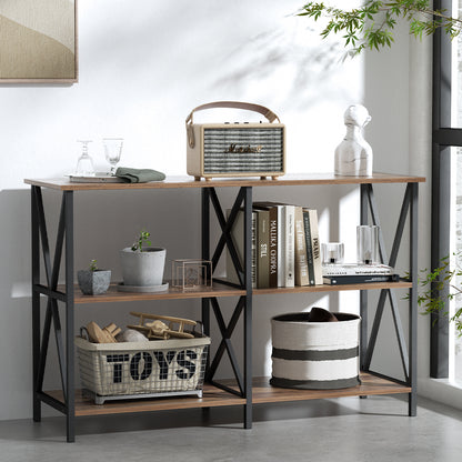 Artiss Console Table 120CM 3-tier Walnut Xiah-Console Tables-PEROZ Accessories