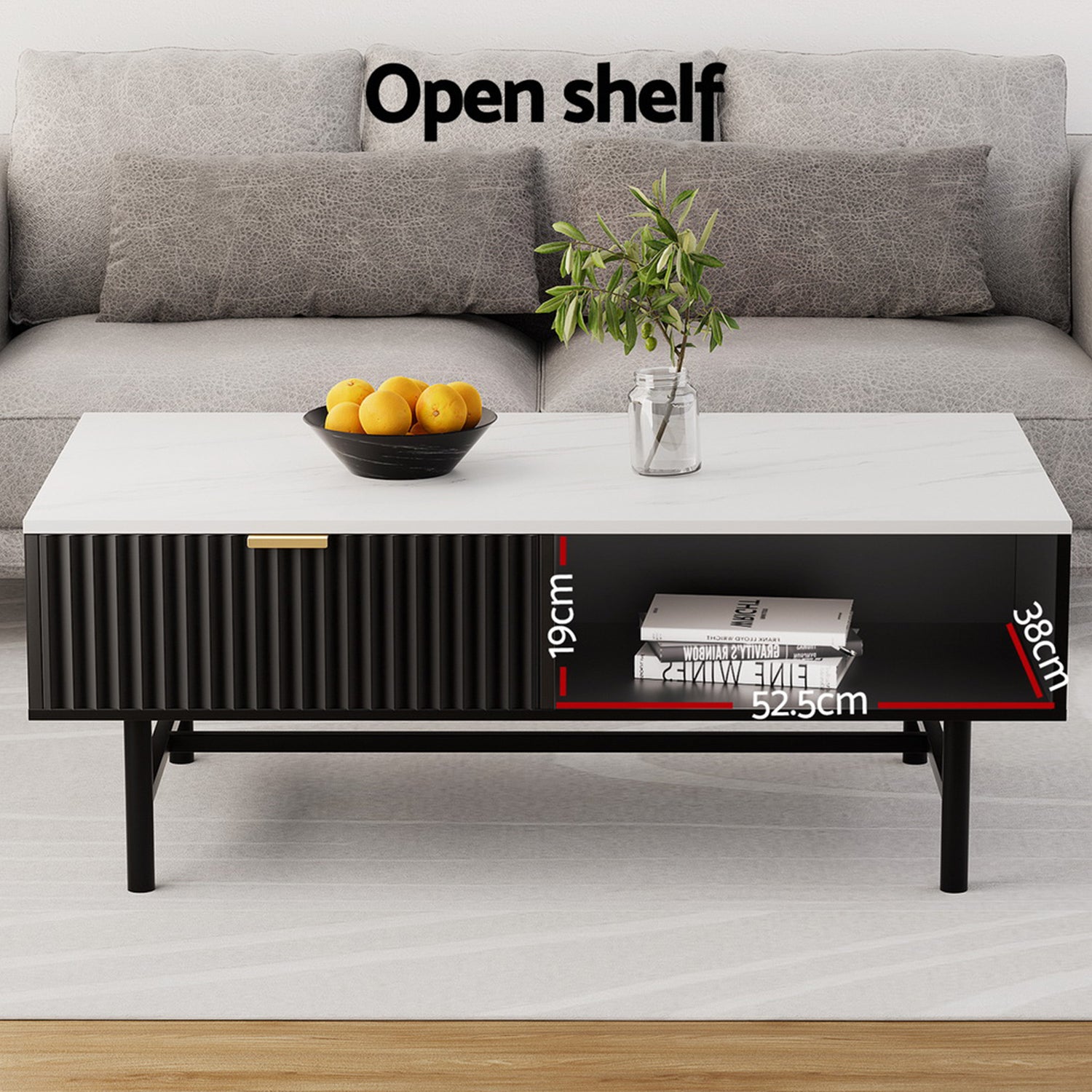 Artiss TV Unit &amp; Coffee Table Set Storage Shelf Black-Furniture > Bar Stools &amp; Chairs > Arm Chairs &amp; Recliners-PEROZ Accessories