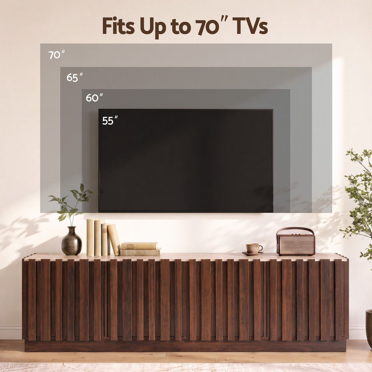 Artiss 180cm TV Unit Entertainment Cabinet Fluted Style Anti-tip Kit Walnut