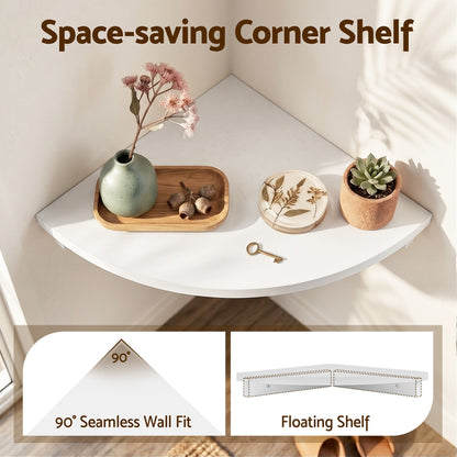 Artiss 4pc Corner Floating Wall Shelf Wall Mounted Display Rack Round Edge White
