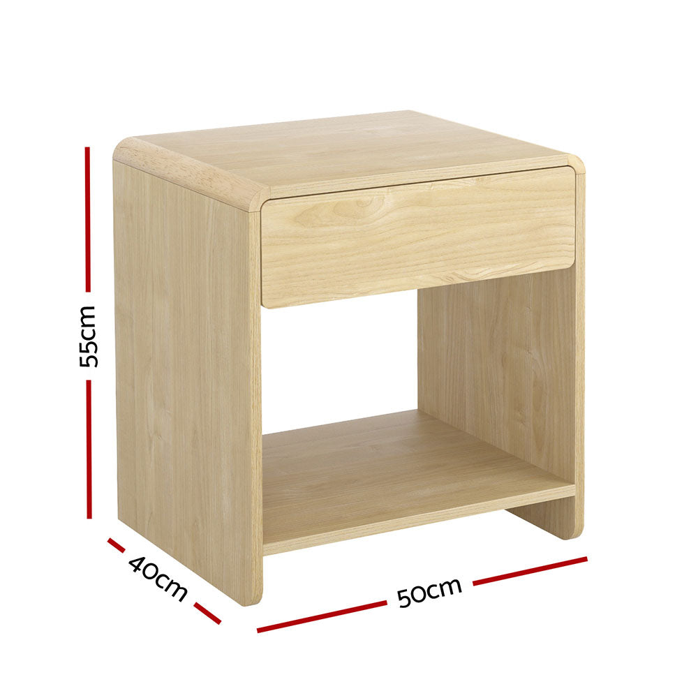 Artiss Bedside Table Drawer Open Shelf Pine-Furniture &gt; Bedroom-PEROZ Accessories