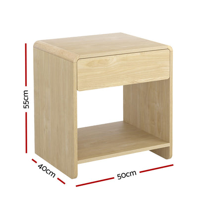 Artiss Bedside Table Drawer Open Shelf Pine-Furniture &gt; Bedroom-PEROZ Accessories
