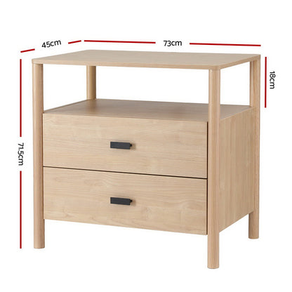 Artiss Bedside Table Nightstand 2 Drawers - Pine-Furniture &gt; Bedroom &gt; Bedside Tables-PEROZ Accessories