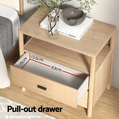 Artiss Bedside Table Nightstand 2 Drawers - Pine-Furniture &gt; Bedroom &gt; Bedside Tables-PEROZ Accessories