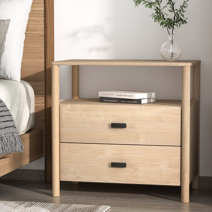 Artiss Bedside Table Nightstand 2 Drawers - Pine-Furniture &gt; Bedroom &gt; Bedside Tables-PEROZ Accessories