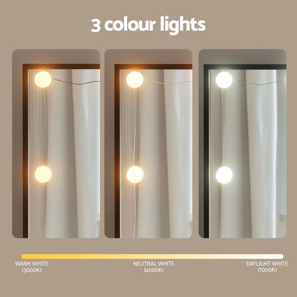 Artiss Dressing Table Vanity Desk Set Stool 10 Led Bulbs Black-Furniture &gt; Bedroom &gt; Dressing Vanity &amp; Dressing Tables-PEROZ Accessories