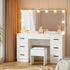 Artiss Dressing Table Set Stool 10 Led Bulbs White Debbie-Furniture > Bedroom > Dressing Vanity & Dressing Tables-PEROZ Accessories