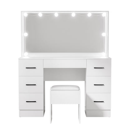 Artiss Dressing Table Set Stool 10 Led Bulbs White Debbie-Furniture > Bedroom > Dressing Vanity &amp; Dressing Tables-PEROZ Accessories
