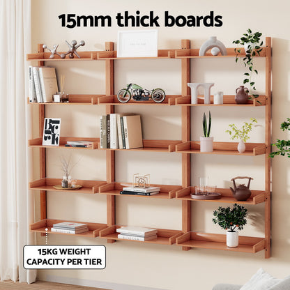 Artiss Bookshelf Floating Shelf CAPIZ Oak-Furniture &gt; Office-PEROZ Accessories