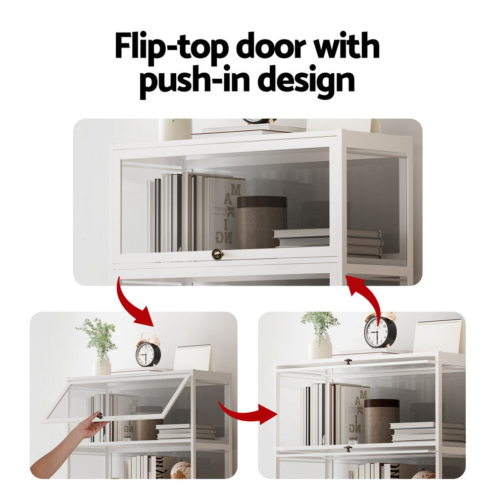 Artiss 5-Tier Display Cabinet Storage Bookshelf Clear Shelf White-Furniture &gt; Living Room &gt; Bookcases &amp; Shelves-PEROZ Accessories