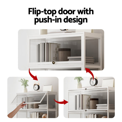 Artiss 5-Tier Display Cabinet Storage Bookshelf Clear Shelf White-Furniture &gt; Living Room &gt; Bookcases &amp; Shelves-PEROZ Accessories