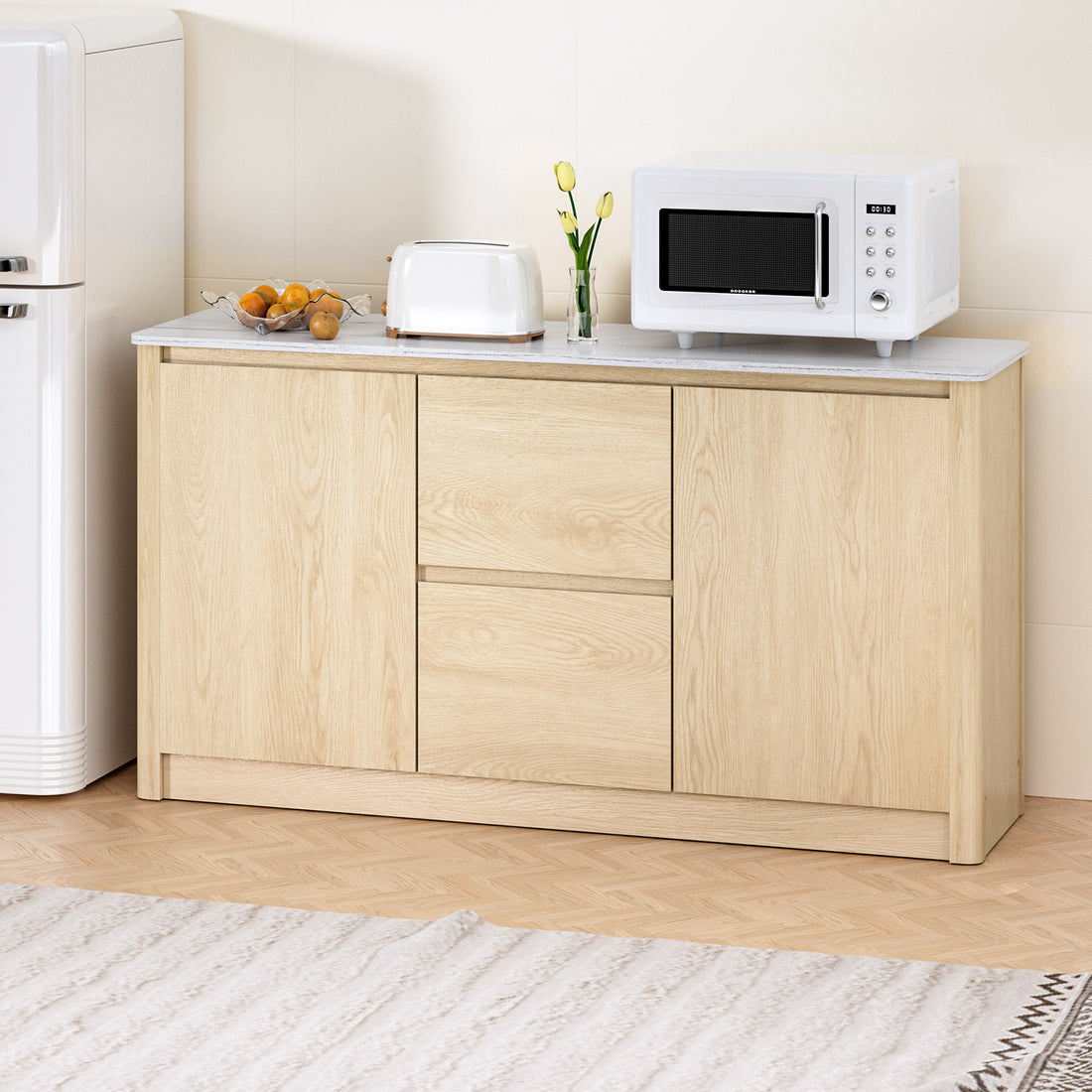 Artiss Buffet Sideboard Marble Style Tabletop - Pine-Furniture &gt; Living Room-PEROZ Accessories