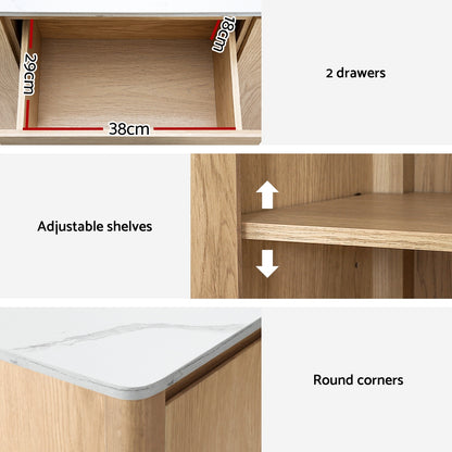 Artiss Buffet Sideboard Marble Style Tabletop - Pine-Furniture &gt; Living Room-PEROZ Accessories