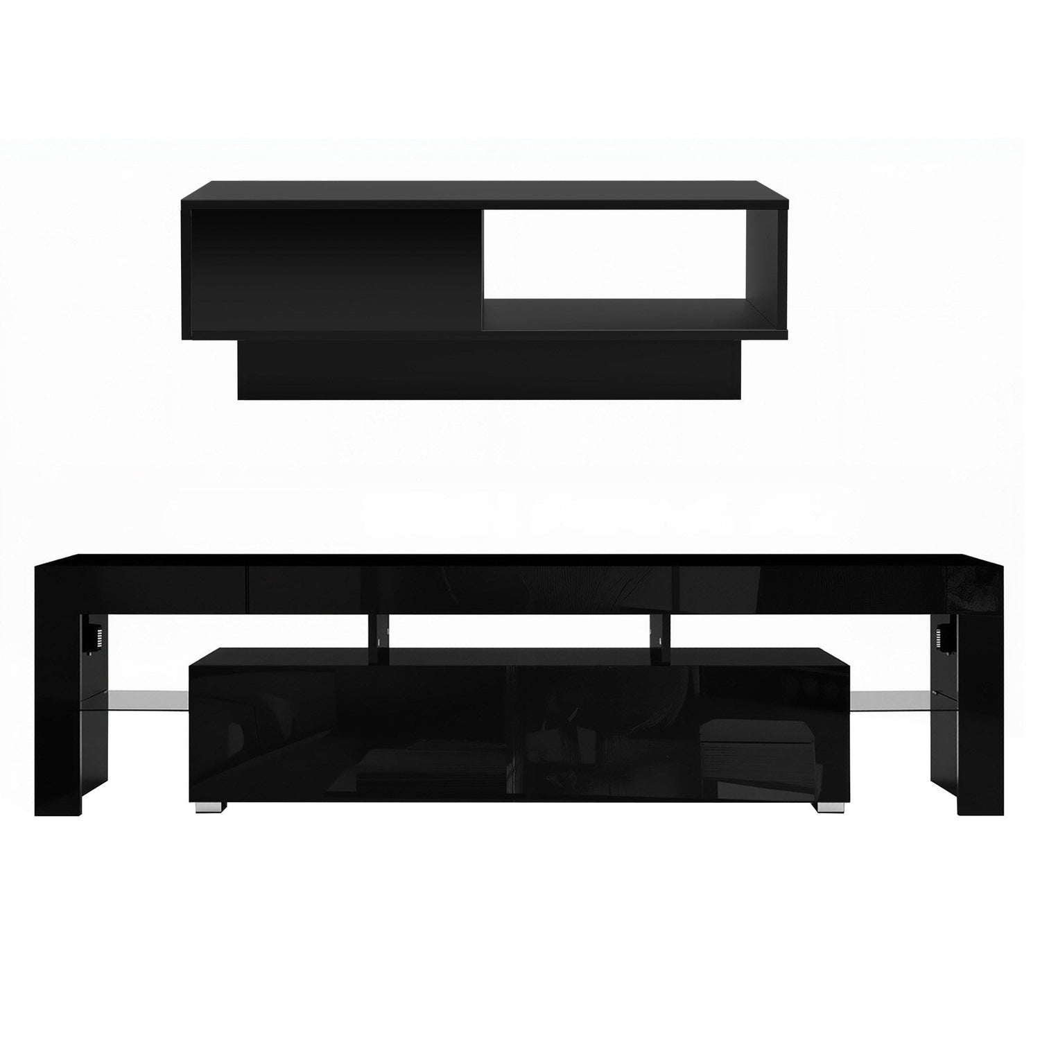 Artiss LED TV Unit &amp; Coffee Table Set Storage Cabinet Black