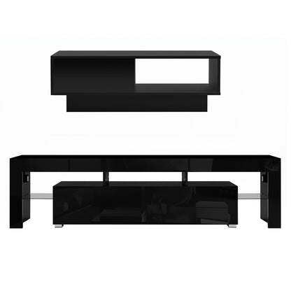 Artiss LED TV Unit &amp; Coffee Table Set Storage Cabinet Black