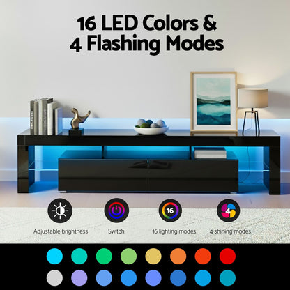 Artiss LED TV Unit &amp; Coffee Table Set Storage Cabinet Black