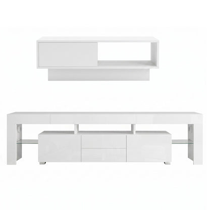Artiss LED TV Unit &amp; Coffee Table Set Storage Cabinet White