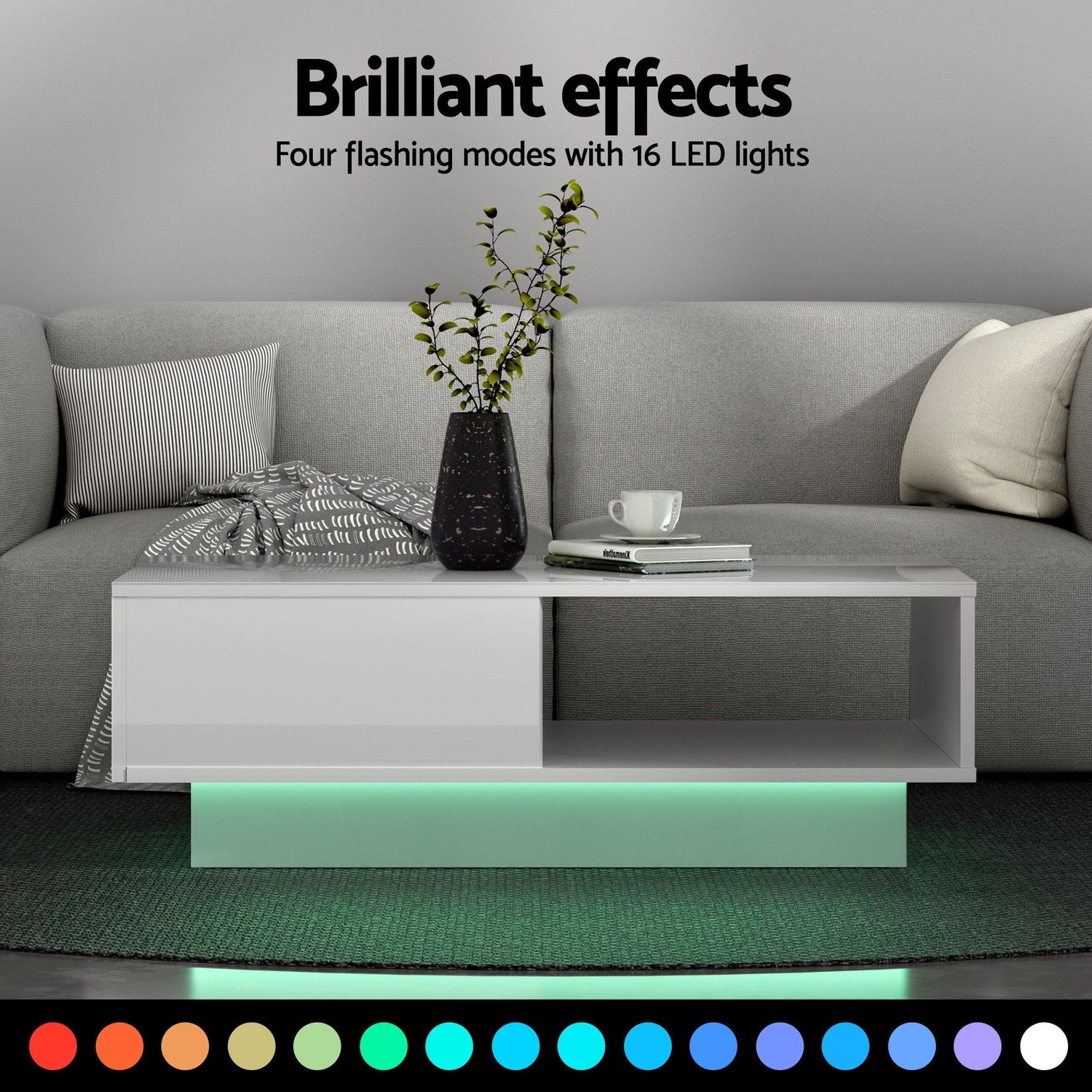 Artiss LED TV Unit &amp; Coffee Table Set Storage Cabinet White