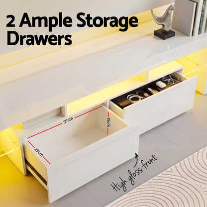 Artiss LED TV Unit &amp; Coffee Table Set Storage Cabinet White