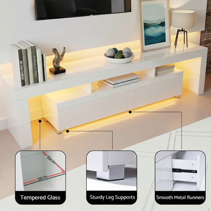 Artiss LED TV Unit &amp; Coffee Table Set Storage Cabinet White