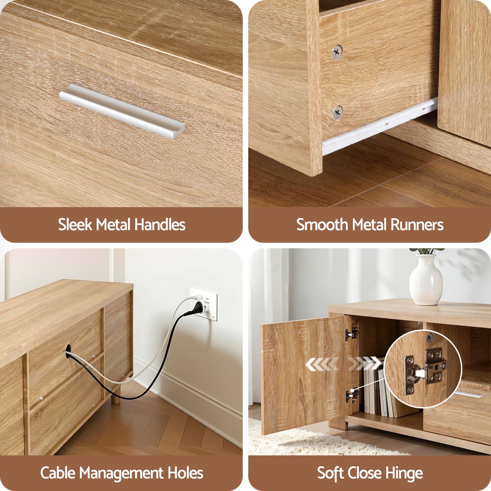 Artiss TV Unit &amp; Coffee Table Set Storage Drawer Pine