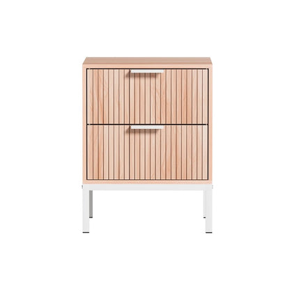 Artiss 2X Bedside Table 2 Drawers Storage Nightstand Cabinet Metal Legs Pine