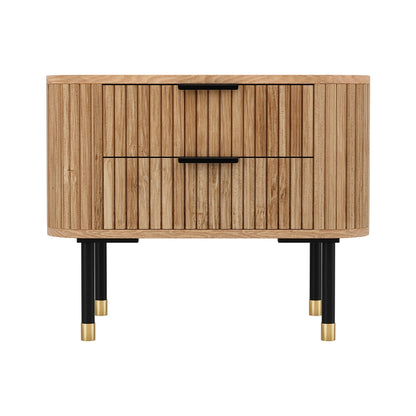 Artiss Bedside Table 2 Drawers Paulownia Wood Pine-Furniture &gt; Bedroom &gt; Bedside Tables-PEROZ Accessories