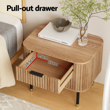 Artiss Bedside Table 2 Drawers Paulownia Wood Pine-Furniture &gt; Bedroom &gt; Bedside Tables-PEROZ Accessories