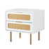 Artiss Rattan Bedside Table 2 Drawers Pine-Furniture > Bedroom > Bedside Tables-PEROZ Accessories