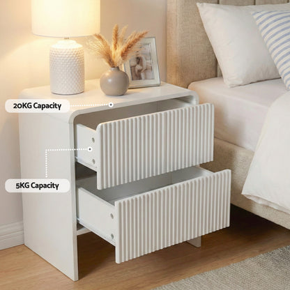Artiss Bedside Table 2 Drawers - Beige-Furniture > Bedroom > Bedside Tables-PEROZ Accessories