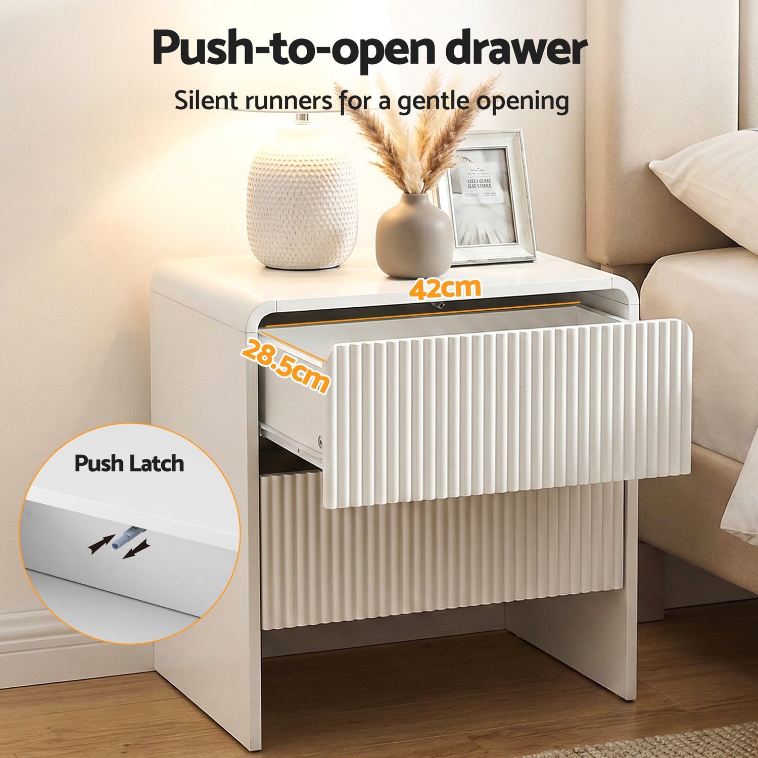 Artiss Bedside Table 2 Drawers - Beige-Furniture > Bedroom > Bedside Tables-PEROZ Accessories