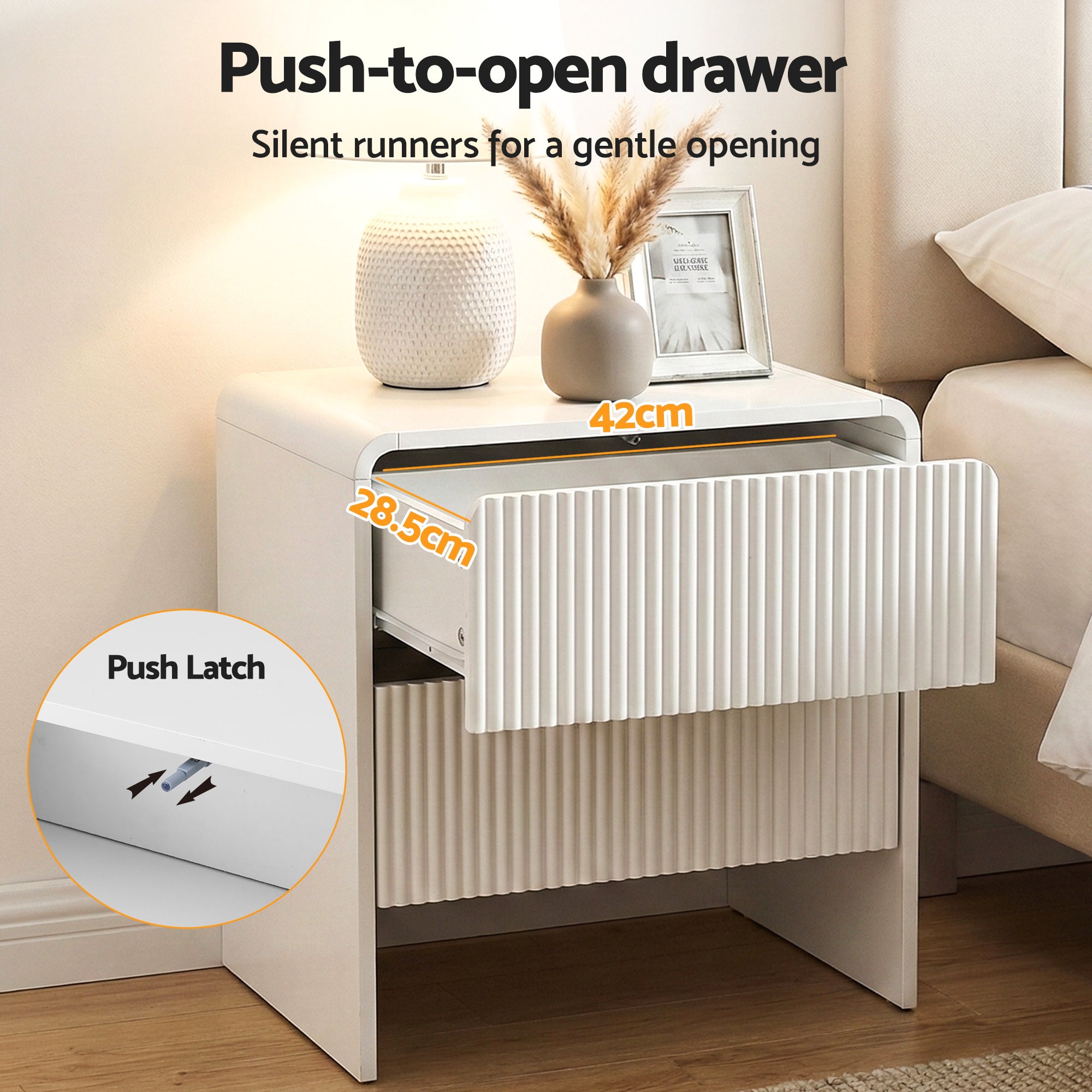 Artiss Bedside Table 2 Drawers - Beige-Furniture > Bedroom > Bedside Tables-PEROZ Accessories