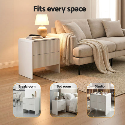 Artiss Bedside Table 2 Drawers - Beige-Furniture > Bedroom > Bedside Tables-PEROZ Accessories