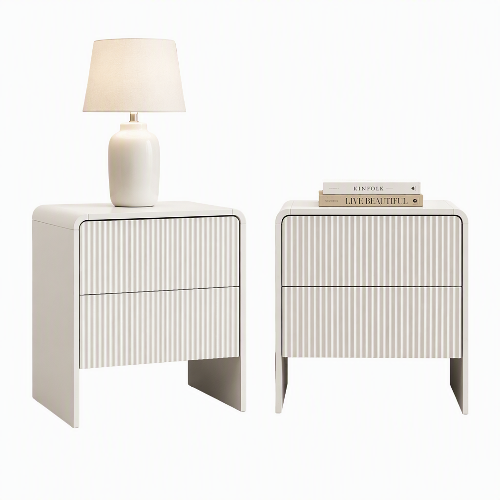 Artiss 2x Bedside Table 2 Drawers - Beige-Furniture > Bedroom > Bedside Tables-PEROZ Accessories