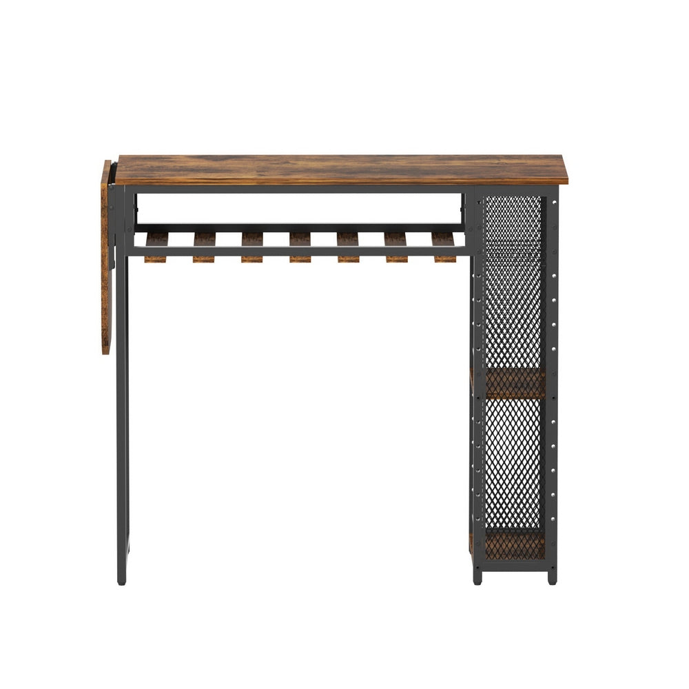 Artiss Industrial Bar Table with Wine Rack Built-in Cup Holder Extendable 140cm-Furniture &gt; Dining &gt; Dining Tables-PEROZ Accessories