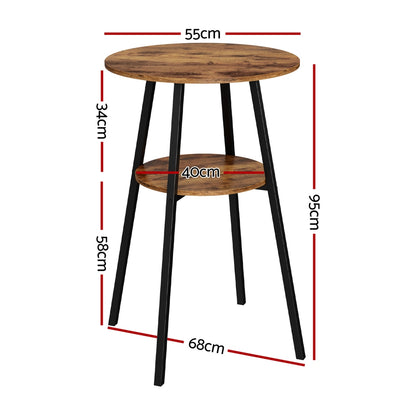 Artiss Industrial Bar Table with 2-Tier Organizer Weather-Resistant MDF Top Steel Frame-Furniture &gt; Bar Stools &amp; Chairs &gt; Table &amp; Bar Stools-PEROZ Accessories