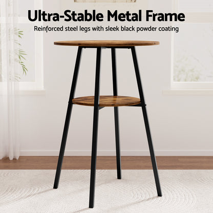 Artiss Industrial Bar Table with 2-Tier Organizer Weather-Resistant MDF Top Steel Frame-Furniture &gt; Bar Stools &amp; Chairs &gt; Table &amp; Bar Stools-PEROZ Accessories