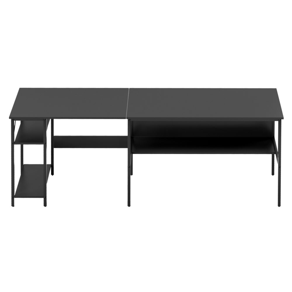 Artiss Computer Desk L shape Home Office Study Table Desks Open Shelf Black-Furniture &gt; Office &gt; Desks-PEROZ Accessories
