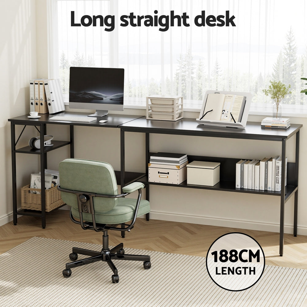 Artiss Computer Desk L shape Home Office Study Table Desks Open Shelf Black-Furniture &gt; Office &gt; Desks-PEROZ Accessories
