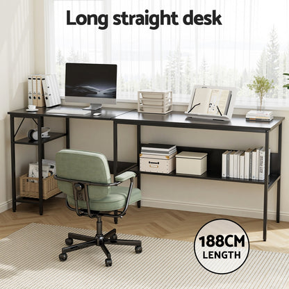 Artiss Computer Desk L shape Home Office Study Table Desks Open Shelf Black-Furniture &gt; Office &gt; Desks-PEROZ Accessories