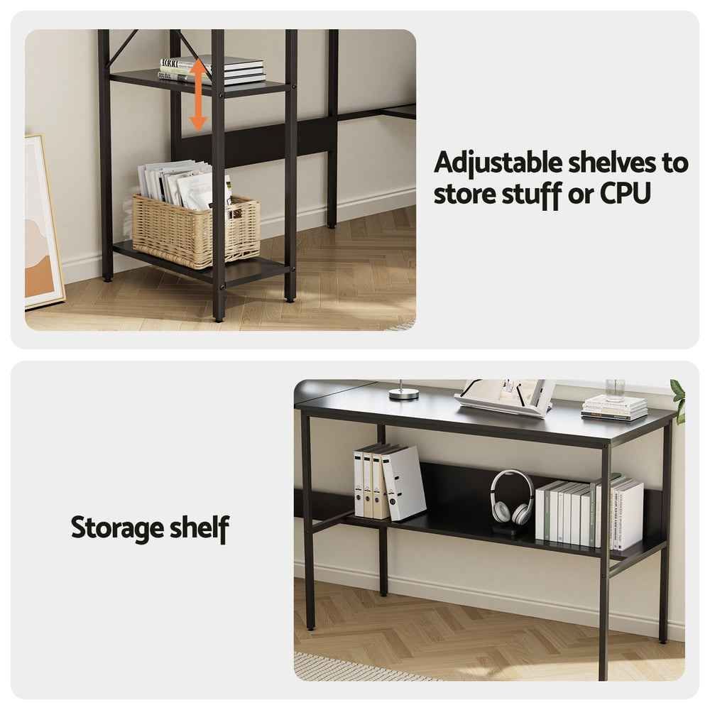 Artiss Computer Desk L shape Home Office Study Table Desks Open Shelf Black-Furniture &gt; Office &gt; Desks-PEROZ Accessories